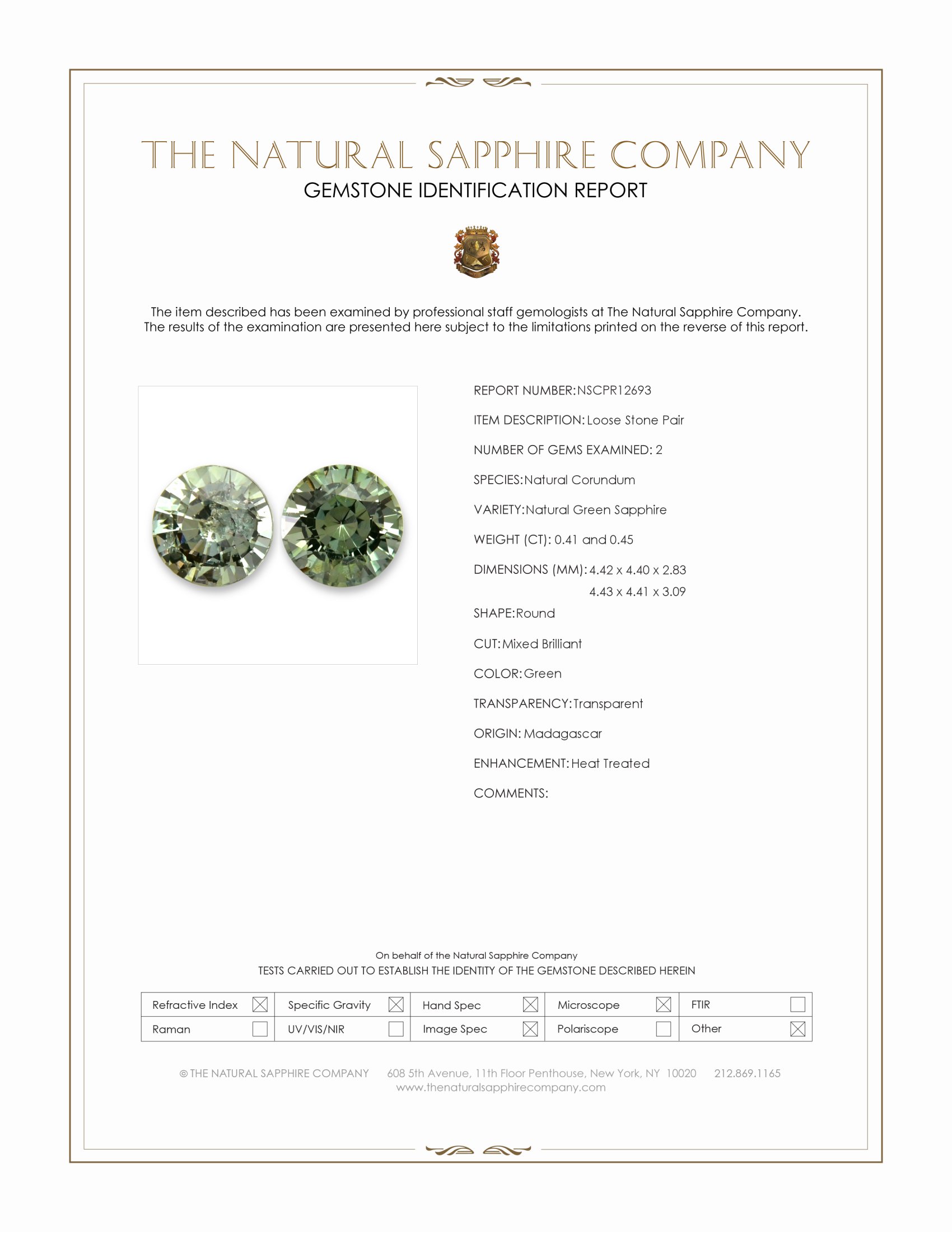 0.86 Ct.Tw. Green Sapphire Pair from Madagascar