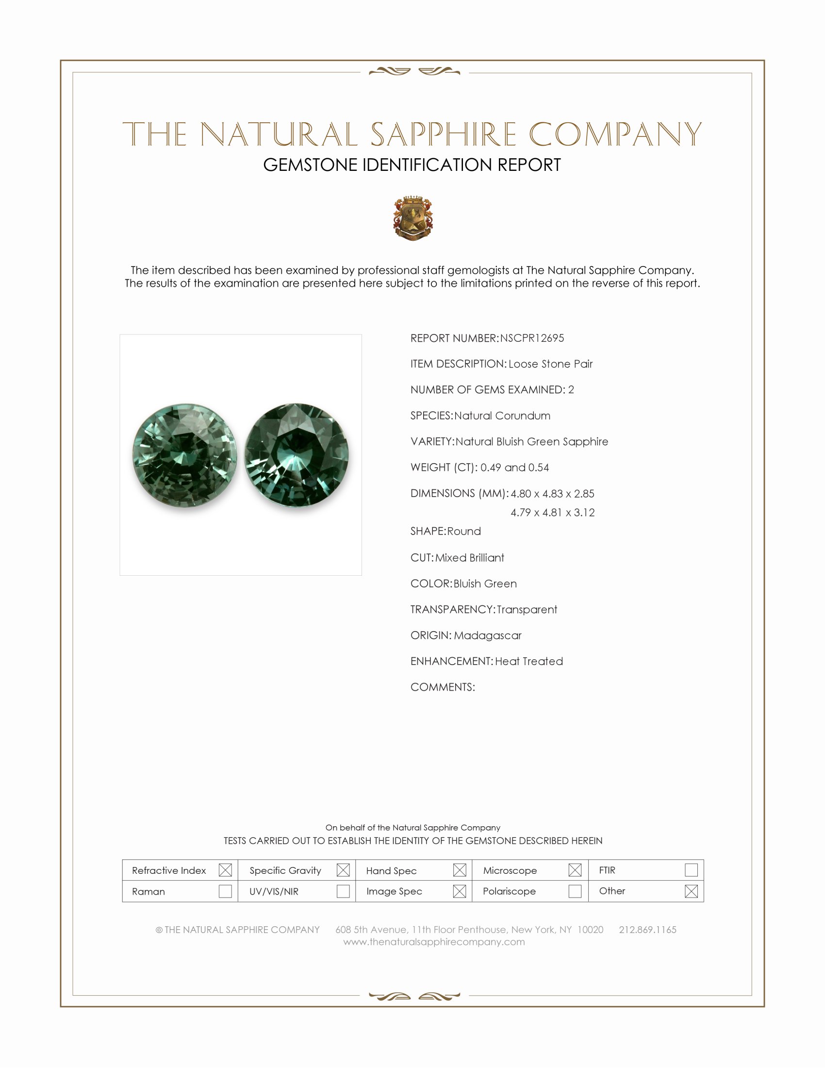 1.03 Ct.Tw. Bluish Green Sapphire Pair from Madagascar