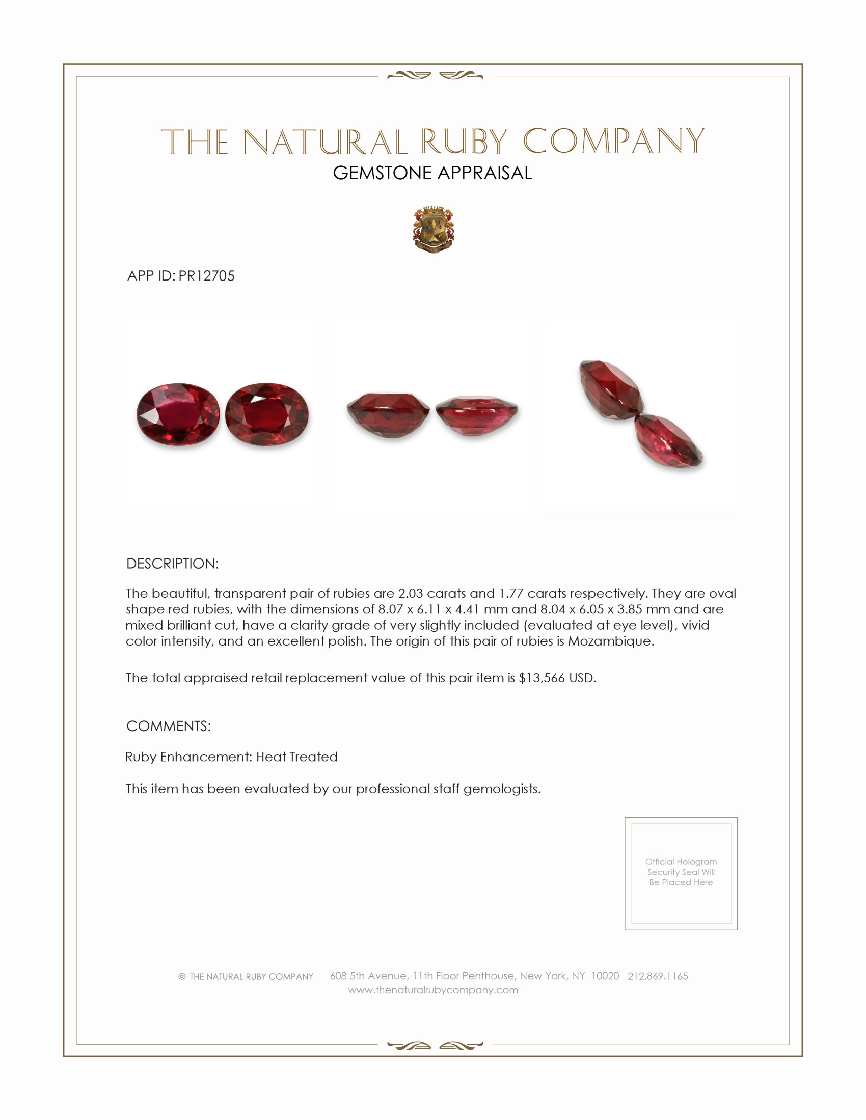 3.80 Ct.Tw. Ruby Pair from Mozambique