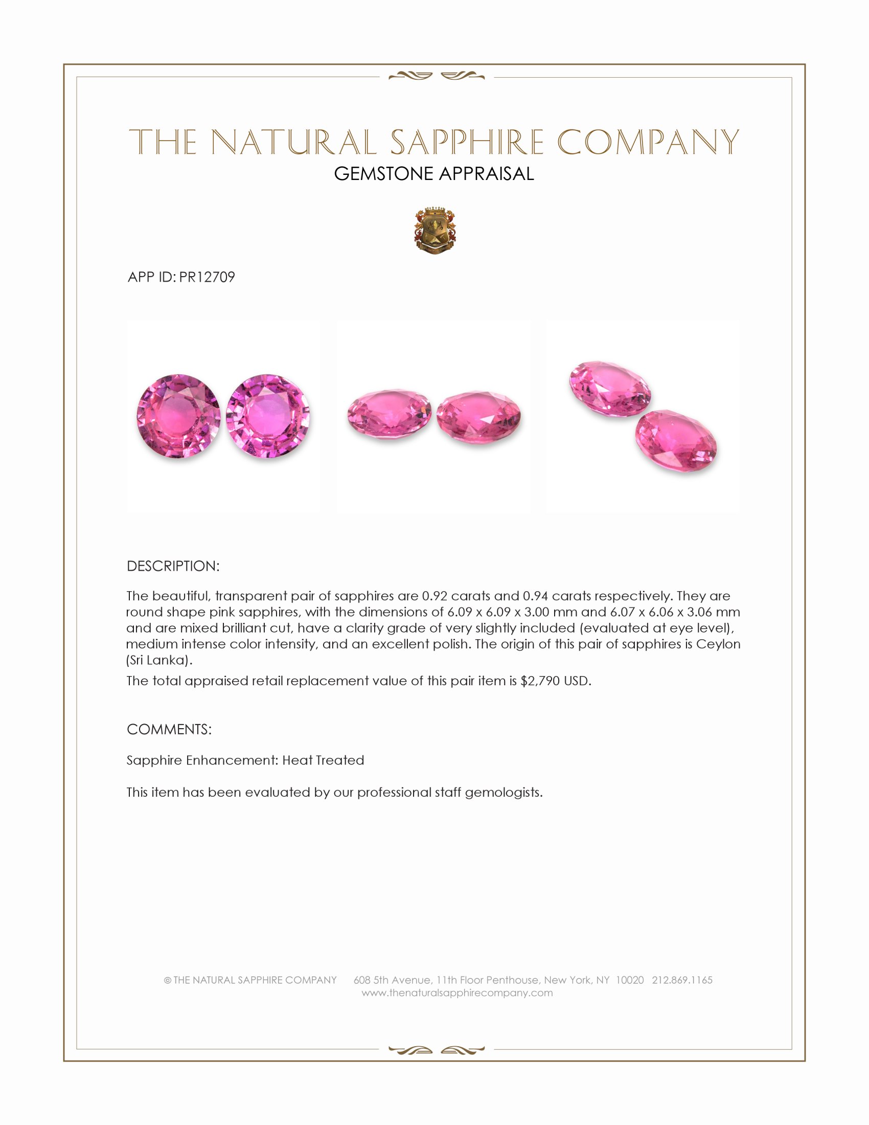 1.86 Ct.Tw. Pink Sapphire Pair from Ceylon (Sri Lanka)