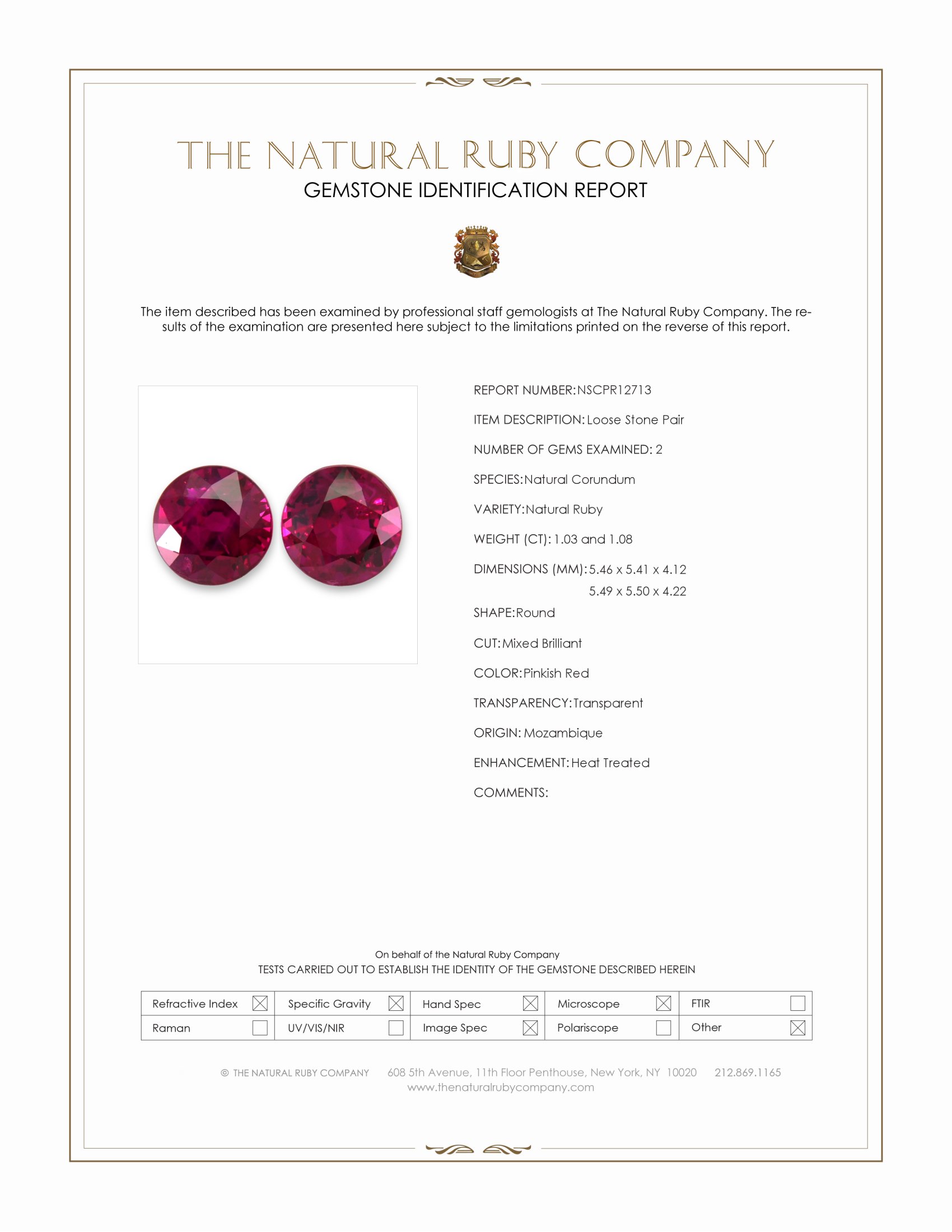 2.11 Ct.Tw. Pinkish Red Ruby Pair from Mozambique