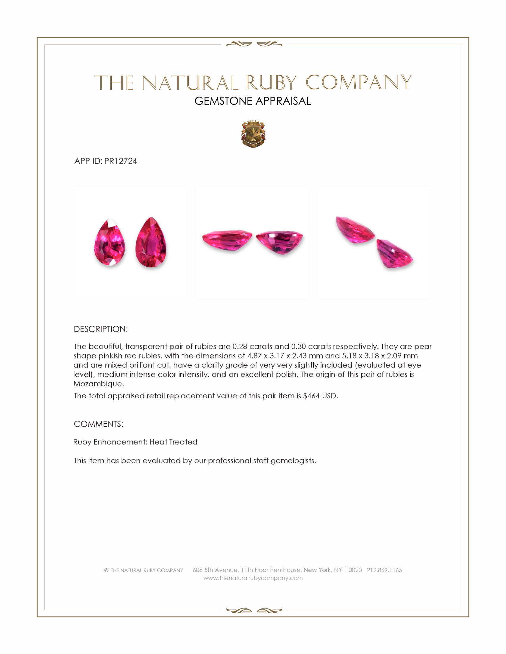 0.58 Ct.Tw. Ruby Pair from Mozambique