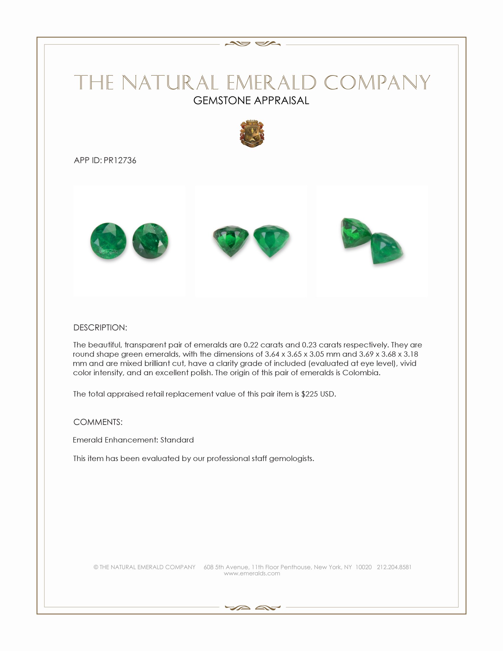 0.45 Ct.Tw. Emerald Pair from Colombia