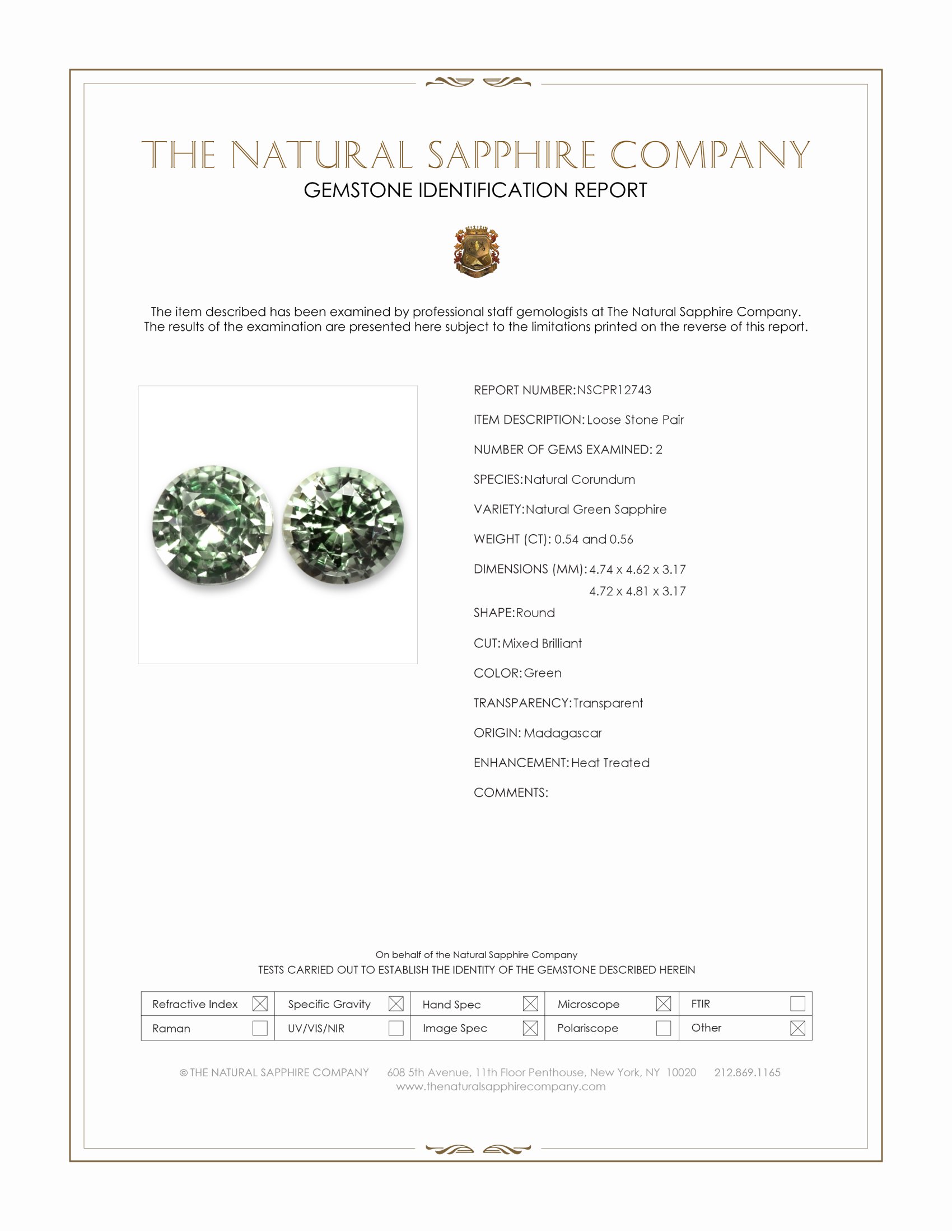 1.10 Ct.Tw. Green Sapphire Pair from Madagascar