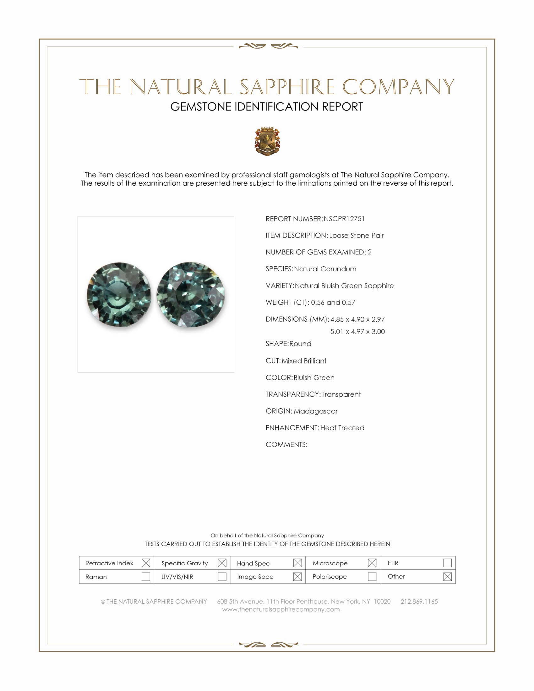 1.13 Ct.Tw. Bluish Green Sapphire Pair from Madagascar