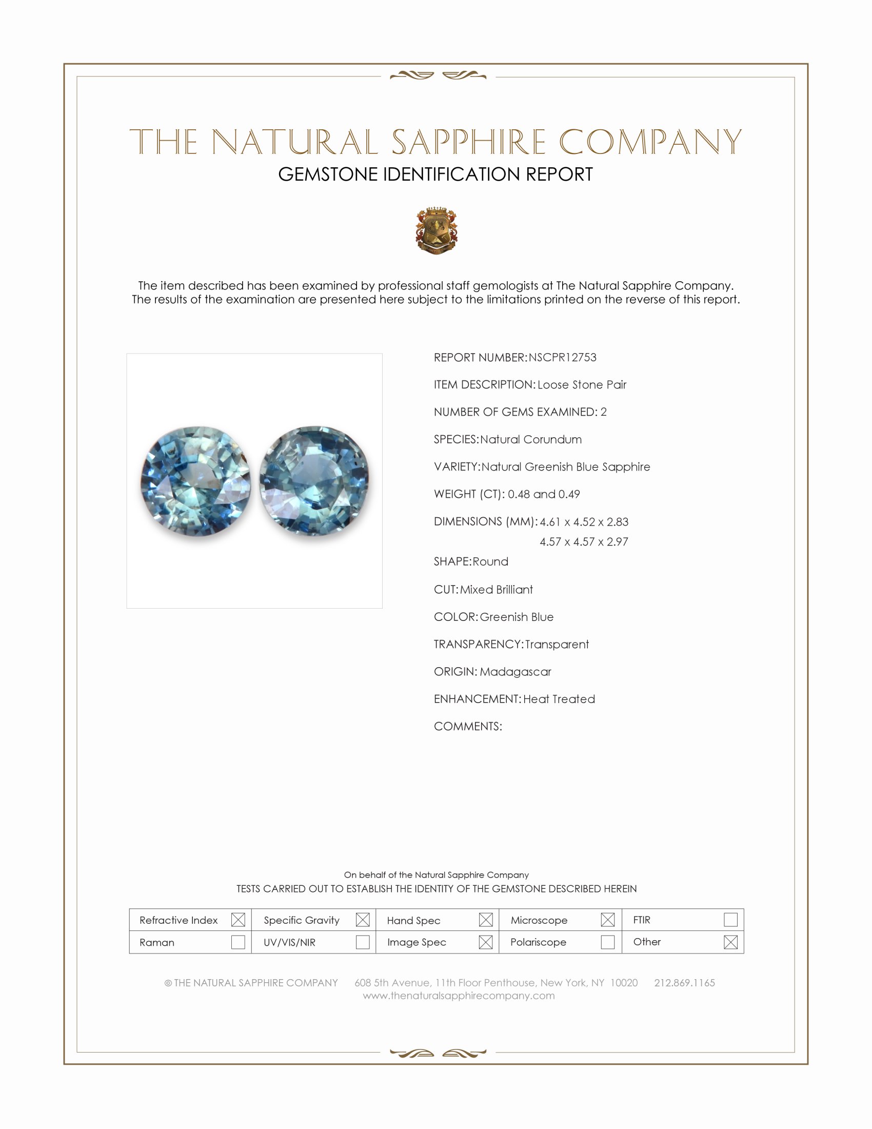 0.97 Ct.Tw. Greenish Blue Sapphire Pair from Madagascar