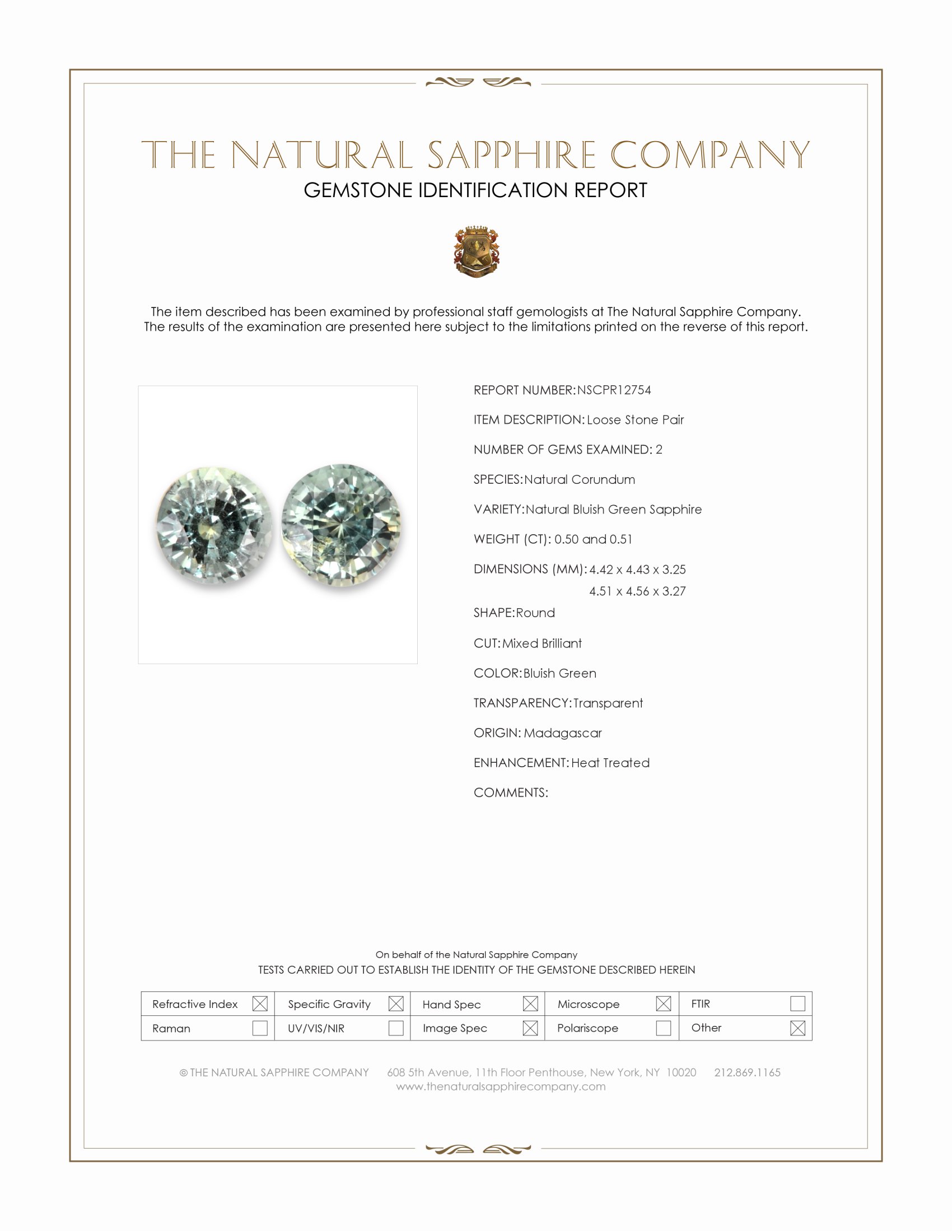 1.01 Ct.Tw. Bluish Green Sapphire Pair from Madagascar