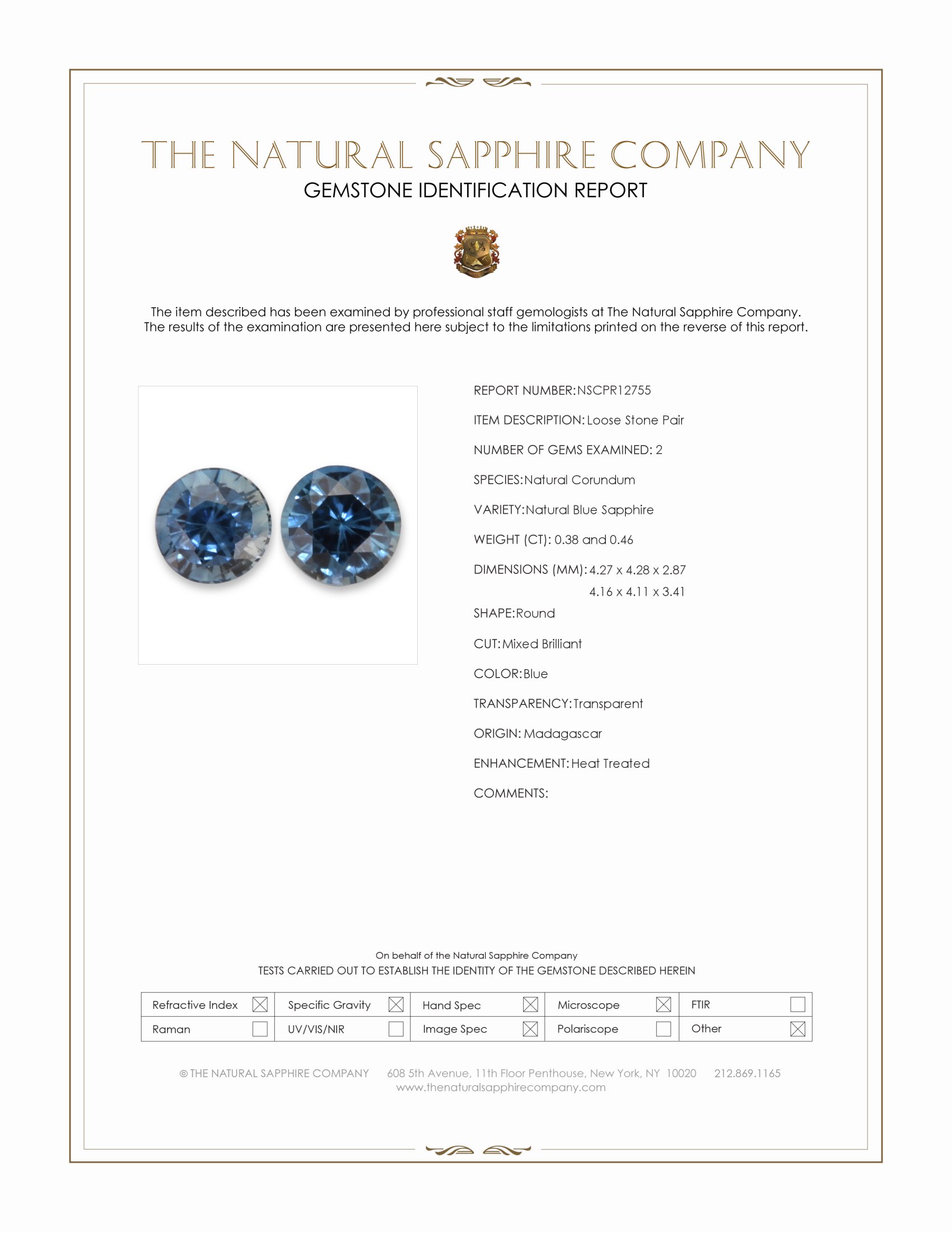 0.84 Ct.Tw. Blue Sapphire Pair from Madagascar