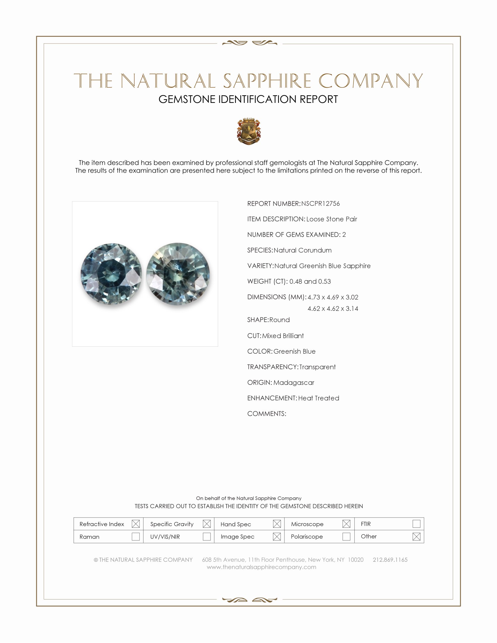 1.01 Ct.Tw. Greenish Blue Sapphire Pair from Madagascar