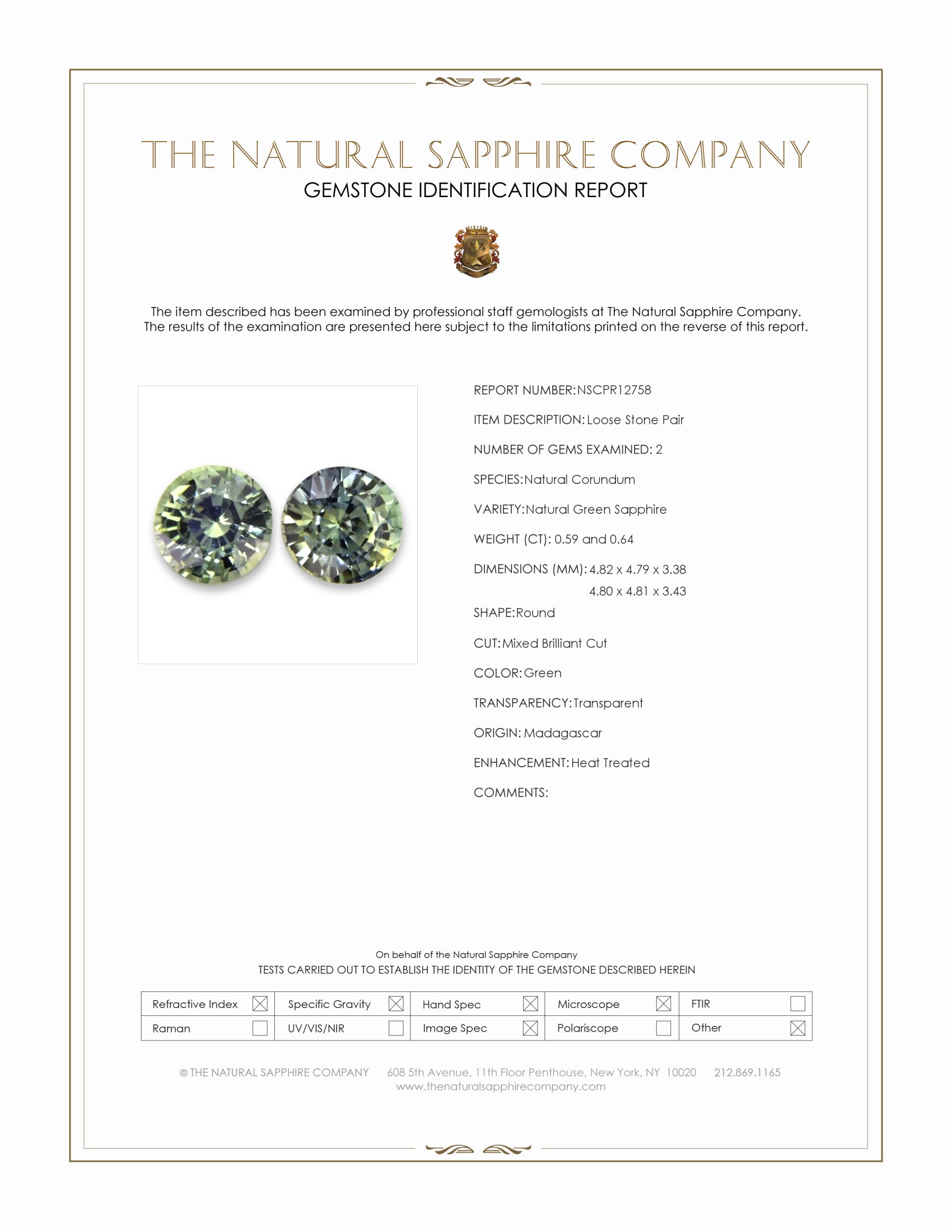 1.23 Ct.Tw. Green Sapphire Pair from Madagascar