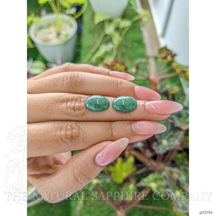 12.19 Ct.Tw. Cabochon Jade Pair from Burma (Myanmar)