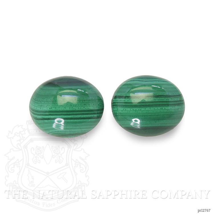 9.71 Ct.Tw. Cabochon Malachite Pair from Russia
