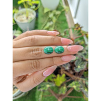 9.71&nbsp;Ct.Tw.Total Carat Weight Cabochon Malachite Pair from Russia Life Style