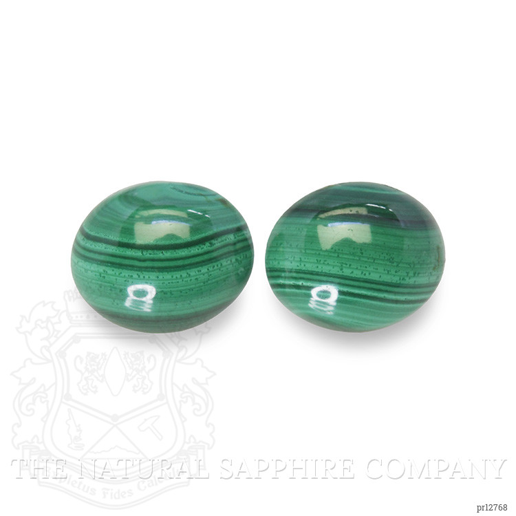 9.65 Ct.Tw. Cabochon Malachite Pair from Russia