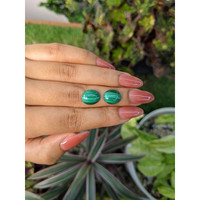 9.65 Ct.Tw.Total Carat Weight Cabochon Malachite Pair from Russia Life Style