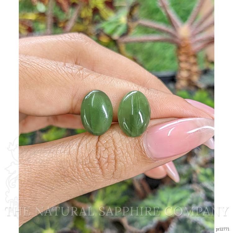 8.79 Ct.Tw. Cabochon Jade Pair from Burma (Myanmar)