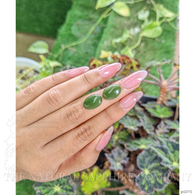 8.79 Ct.Tw. Cabochon Jade Pair from Burma (Myanmar)