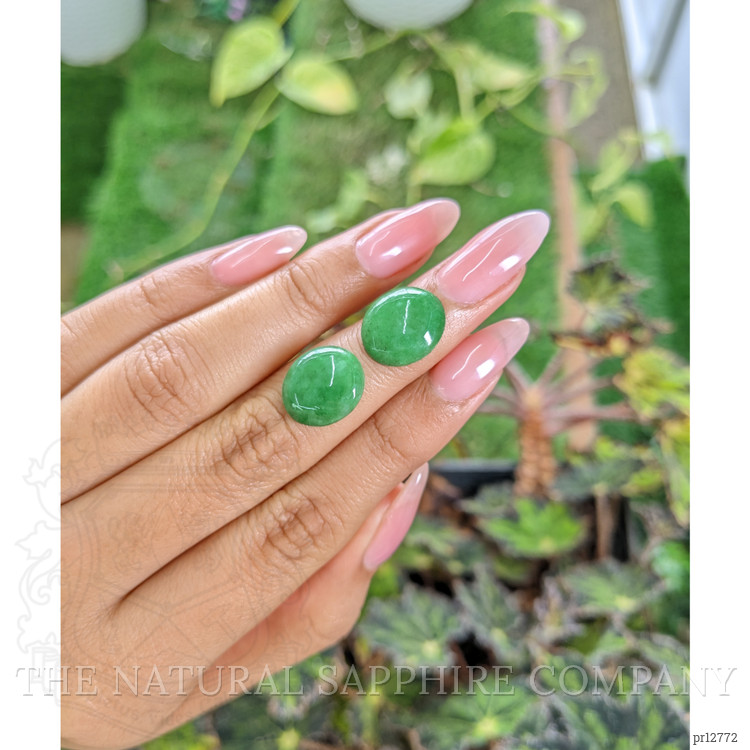 10.80 Ct.Tw. Cabochon Jade Pair from Burma (Myanmar)