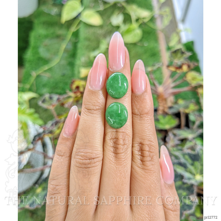 10.80 Ct.Tw. Cabochon Jade Pair from Burma (Myanmar)