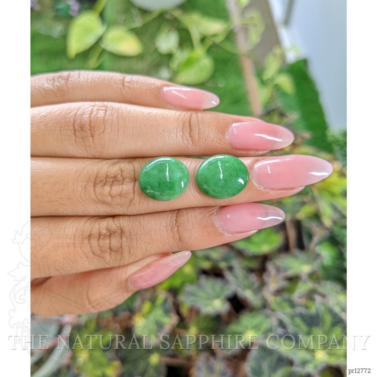 10.80 Ct.Tw. Cabochon Jade Pair from Burma (Myanmar)