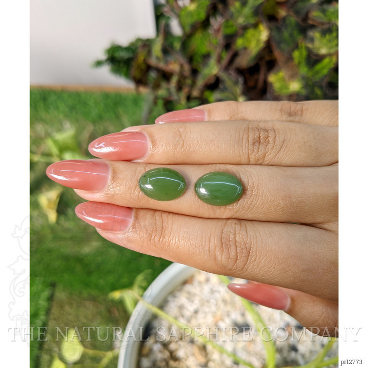 8.38 Ct.Tw. Cabochon Jade Pair from Burma (Myanmar)