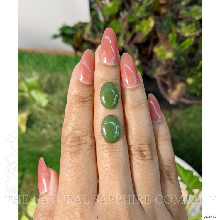 8.38 Ct.Tw. Cabochon Jade Pair from Burma (Myanmar)