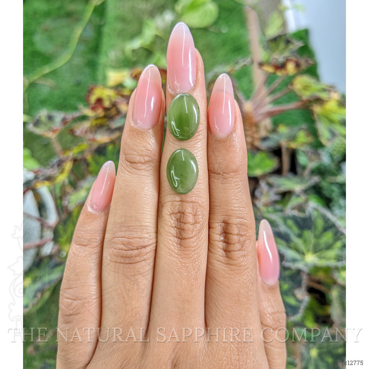 7.01 Ct.Tw. Cabochon Jade Pair from Burma (Myanmar)