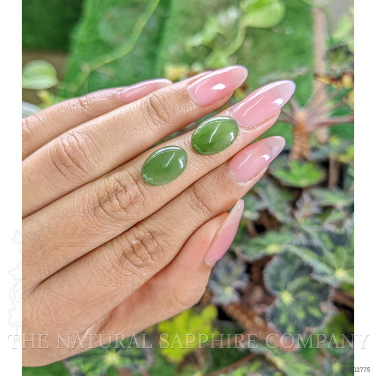 7.01 Ct.Tw. Cabochon Jade Pair from Burma (Myanmar)