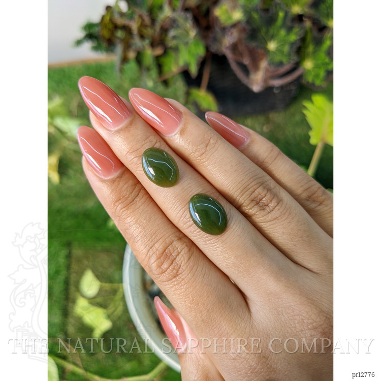 7.27 Ct.Tw. Cabochon Jade Pair from Burma (Myanmar)