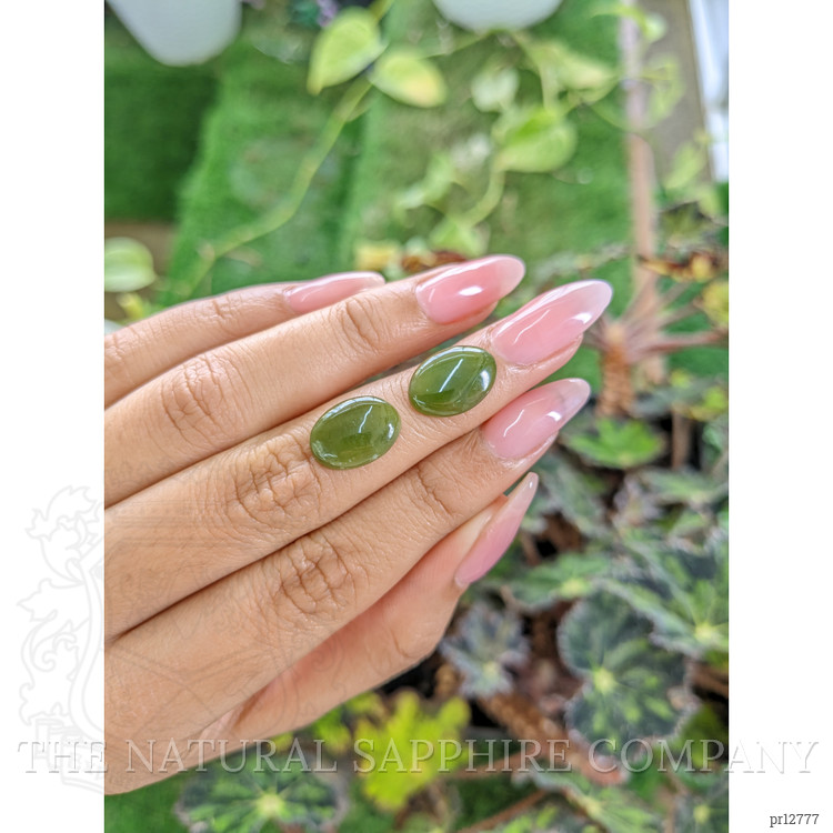 7.96 Ct.Tw. Cabochon Jade Pair from Burma (Myanmar)