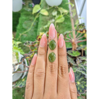 7.96&nbsp;Ct.Tw.Total Carat Weight Cabochon Jade Pair from Burma (Myanmar) Life Style