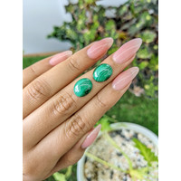 10.41&nbsp;Ct.Tw.Total Carat Weight Cabochon Malachite Pair from Russia Life Style