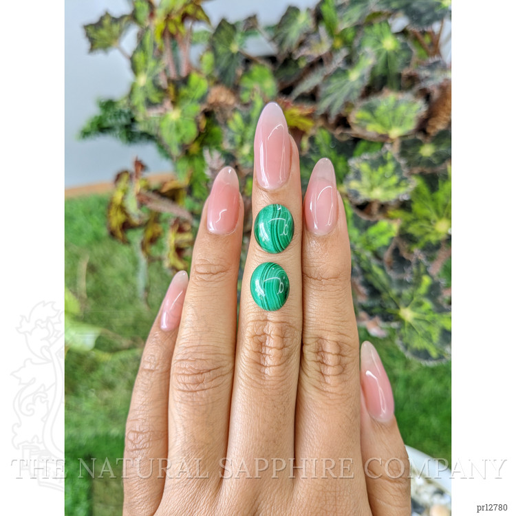 10.41 Ct.Tw. Cabochon Malachite Pair from Russia