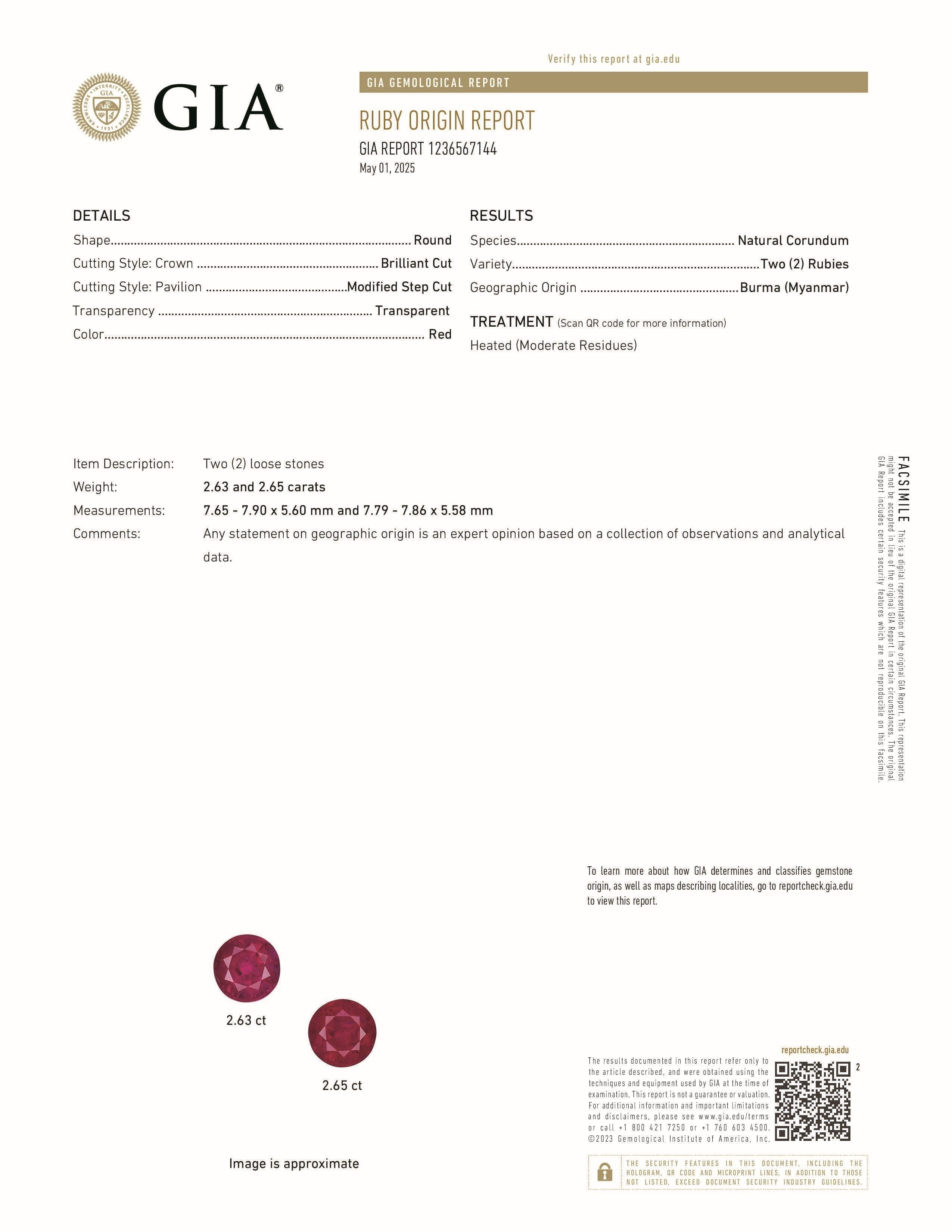 5.28 Ct.Tw. Ruby Pair from Burma (Myanmar)