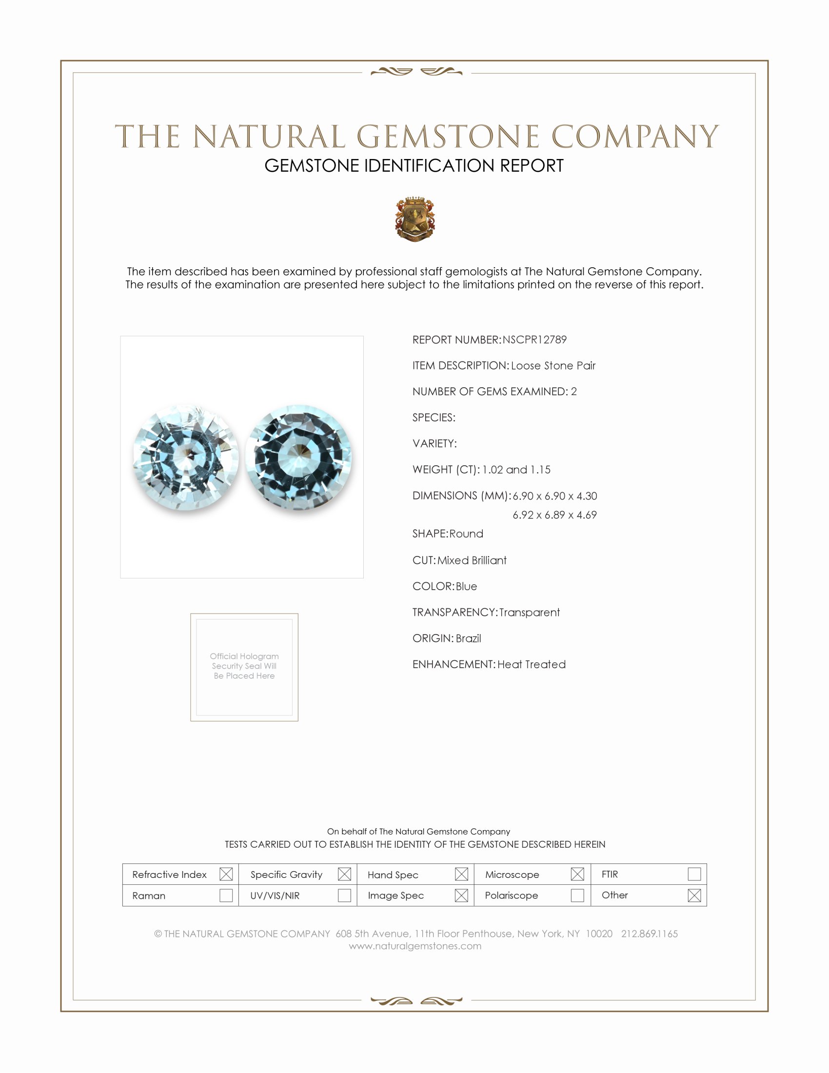 2.17 Ct.Tw. Aquamarine Pair from Brazil