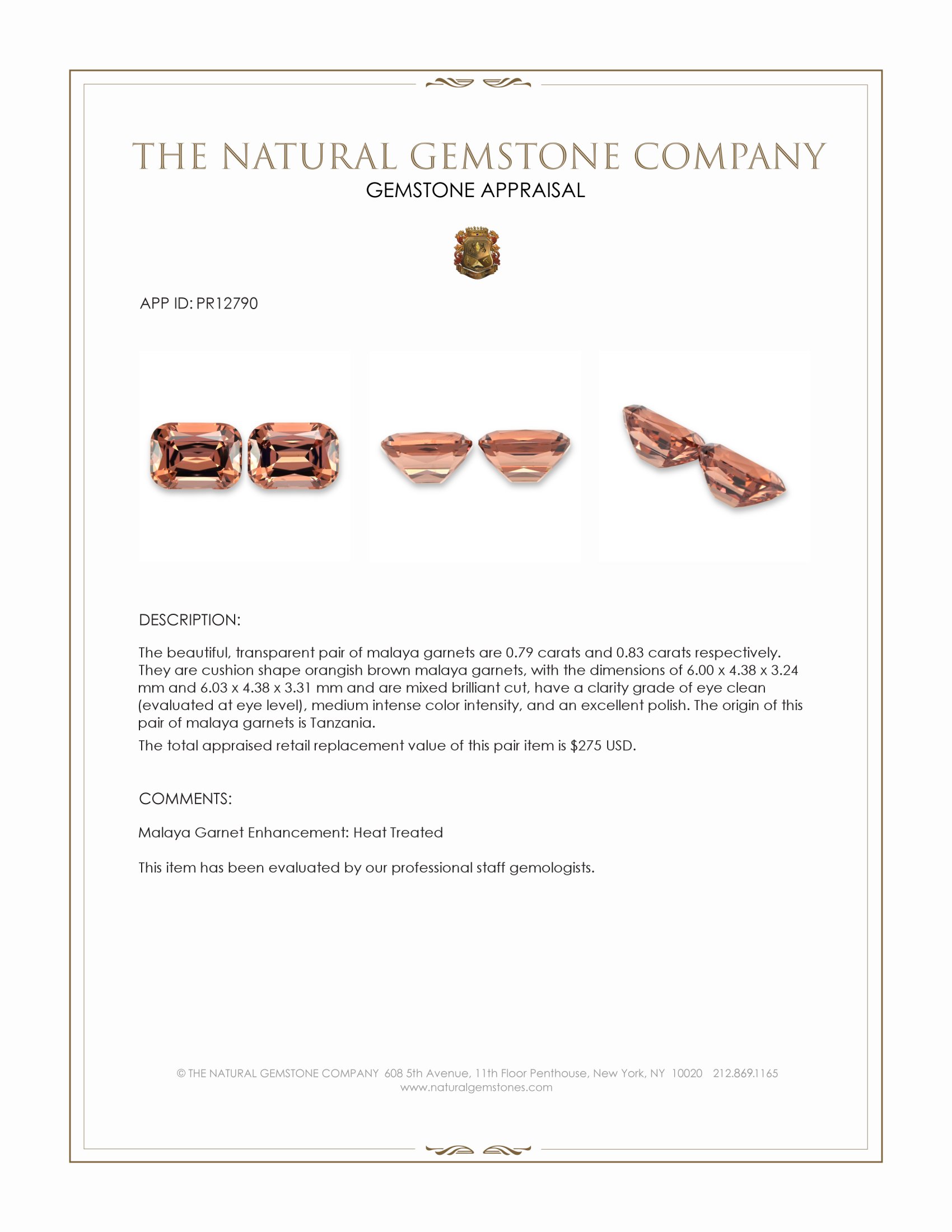 1.62 Ct.Tw. Malaya Garnet Pair from Tanzania