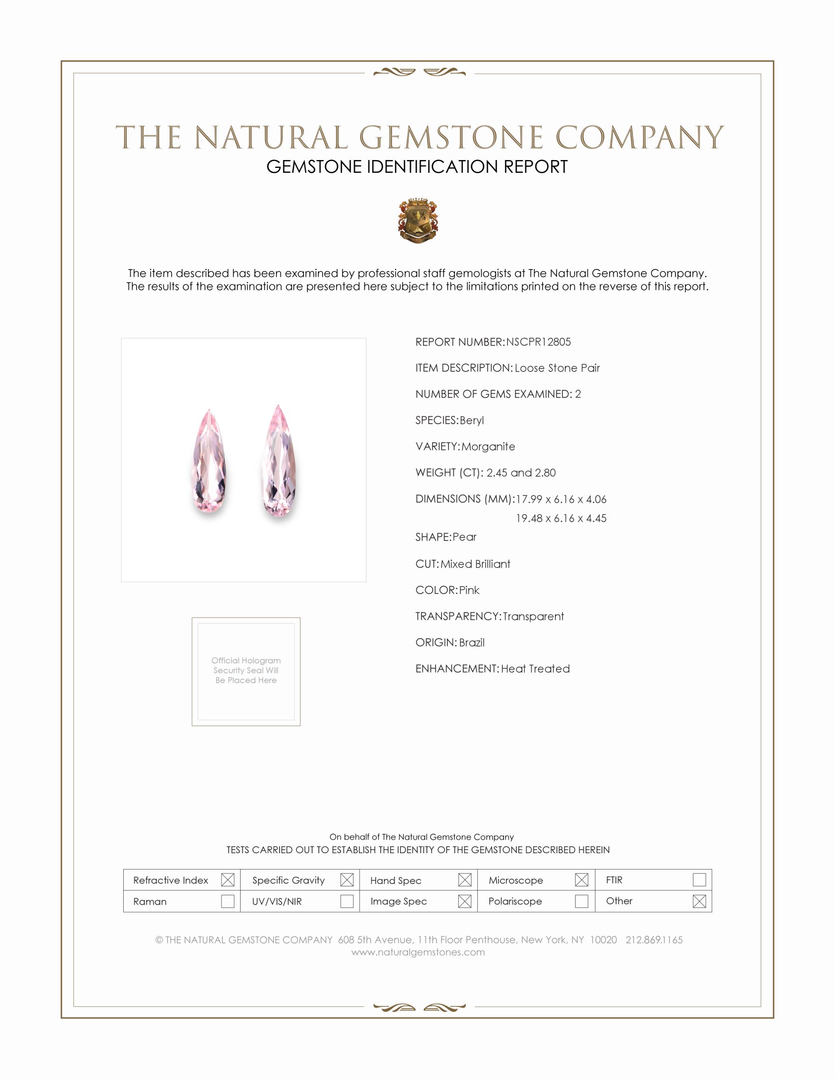 5.25 Ct.Tw. Morganite Pair from Brazil