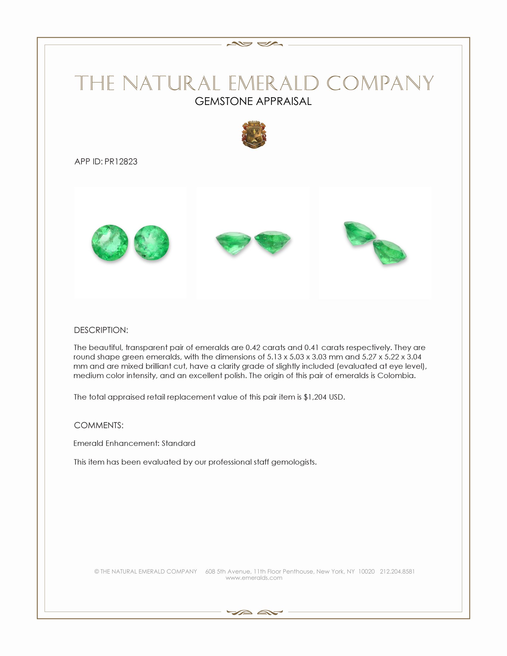 0.83 Ct.Tw. Emerald Pair from Colombia