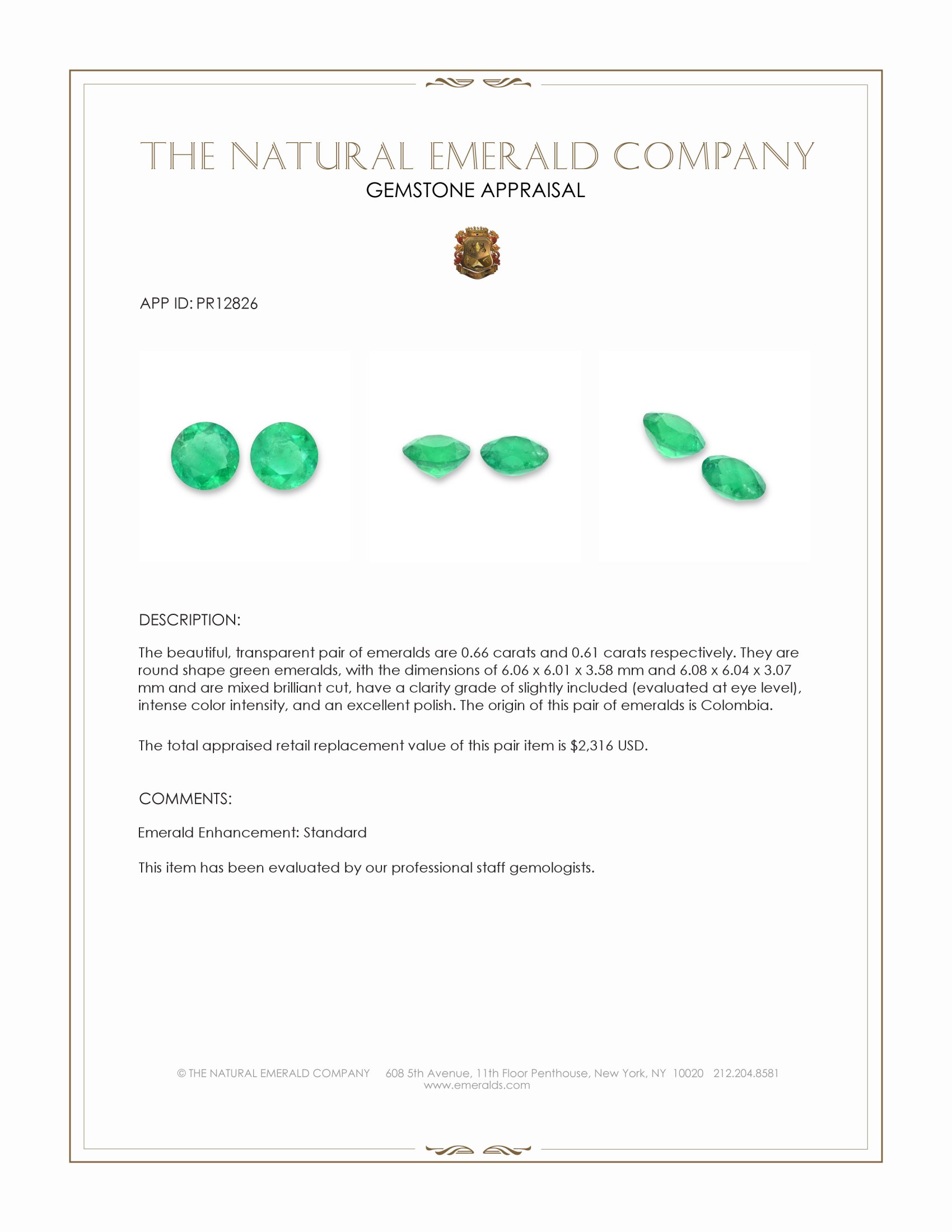 1.27 Ct.Tw. Emerald Pair from Colombia