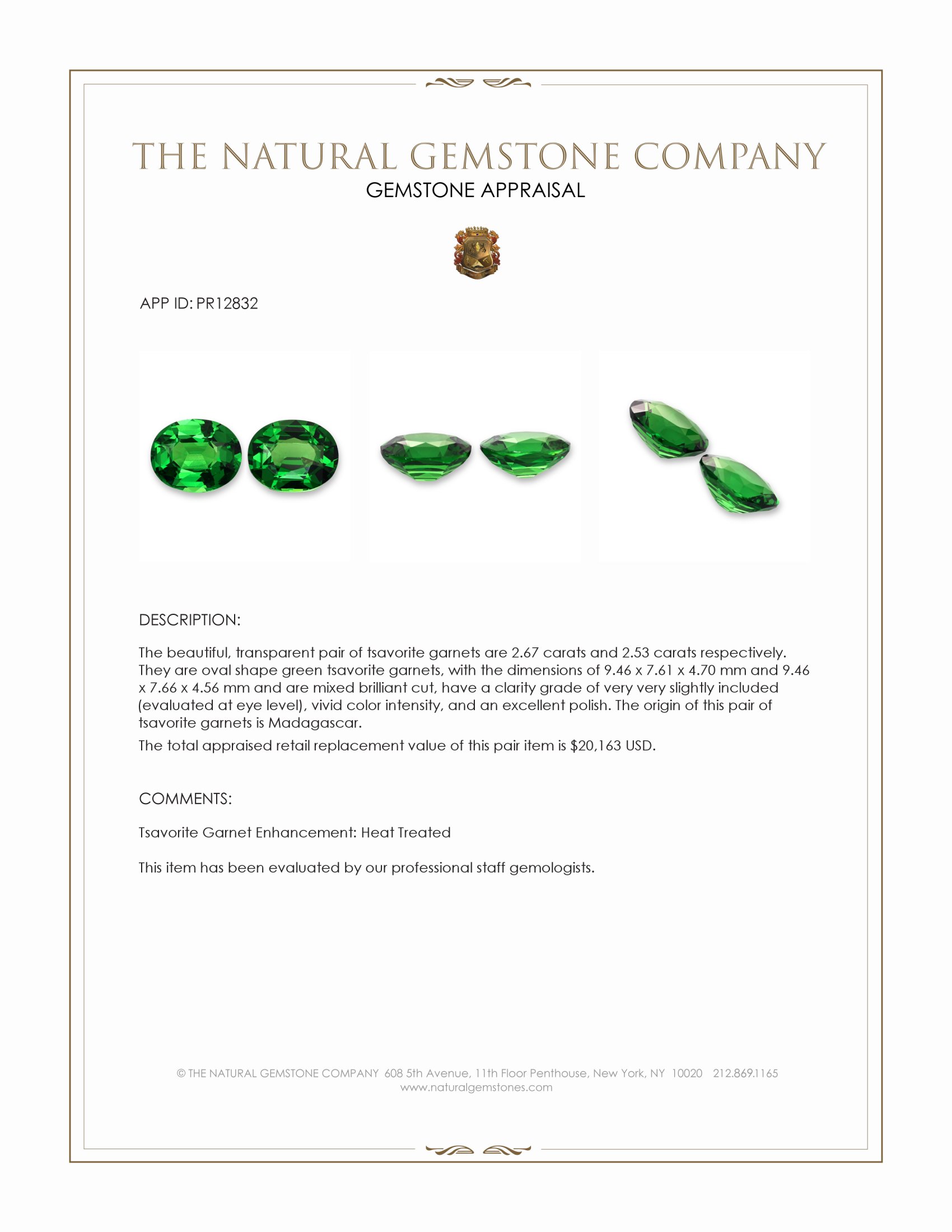 5.20 Ct.Tw. Tsavorite Garnet Pair from Madagascar