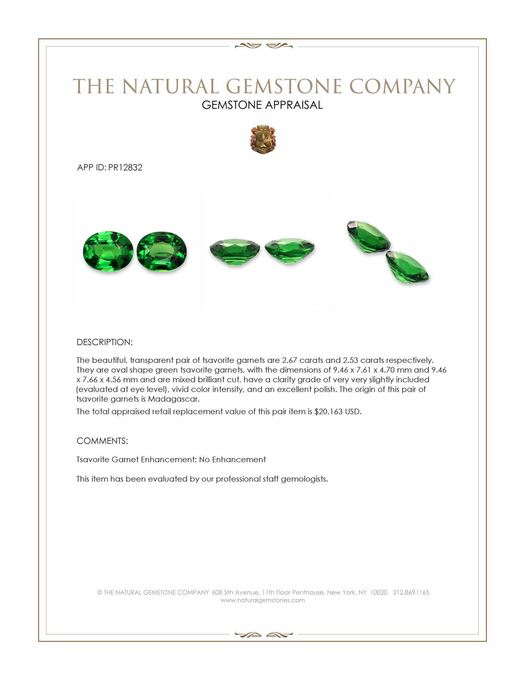 5.20 Ct.Tw. Tsavorite Garnet Pair from Madagascar