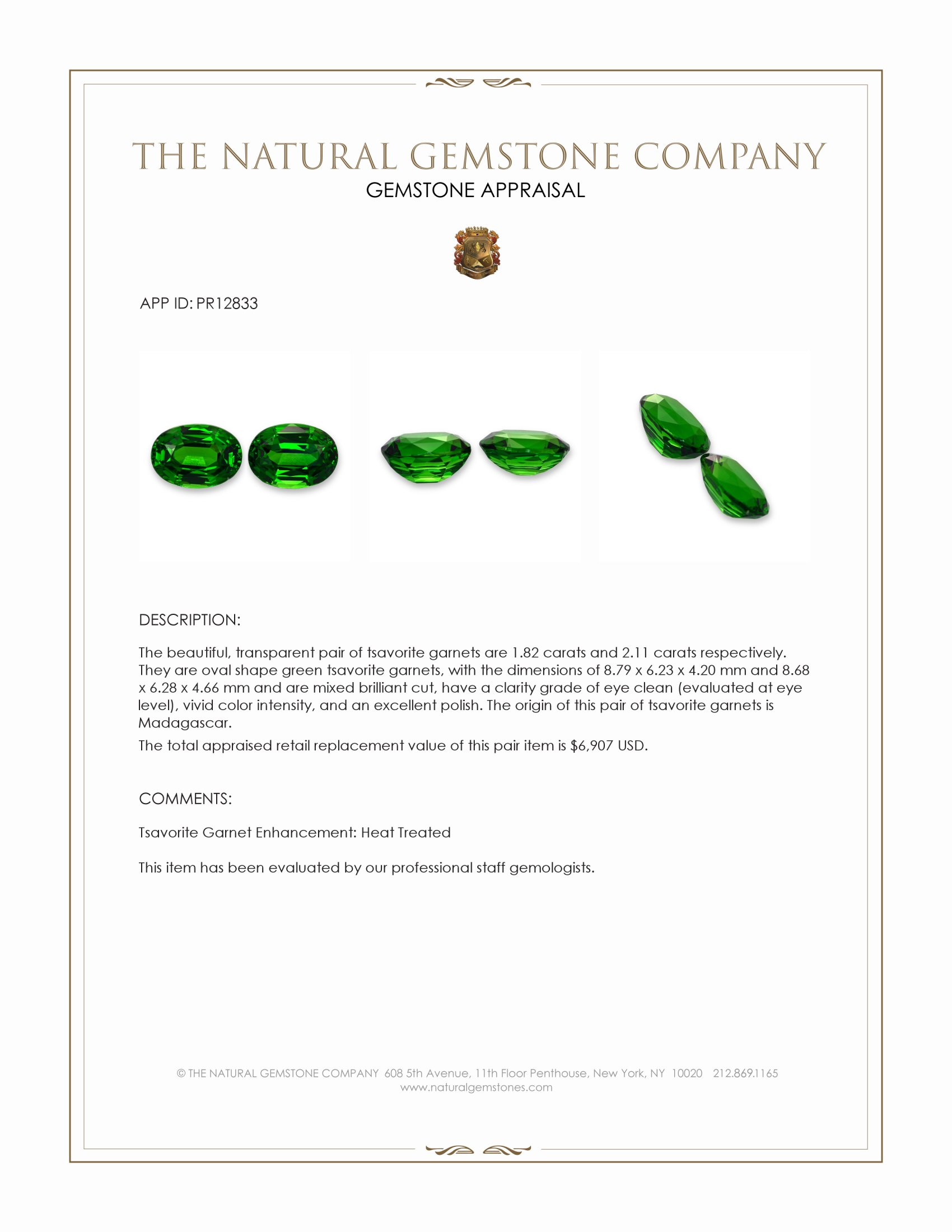 3.93 Ct.Tw. Tsavorite Garnet Pair from Madagascar