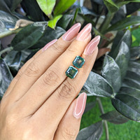 7.16 Ct.Tw.Total Carat Weight Bluish Green Sapphire Pair from Madagascar Life Style