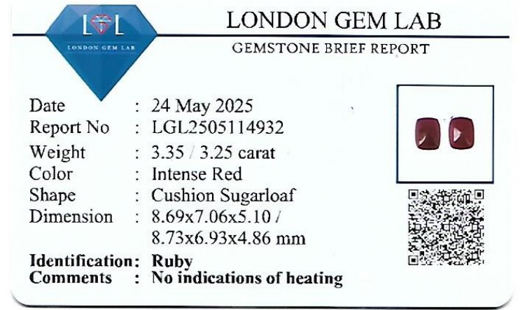 6.60 Ct.Tw. Cabochon Ruby Pair from Mozambique