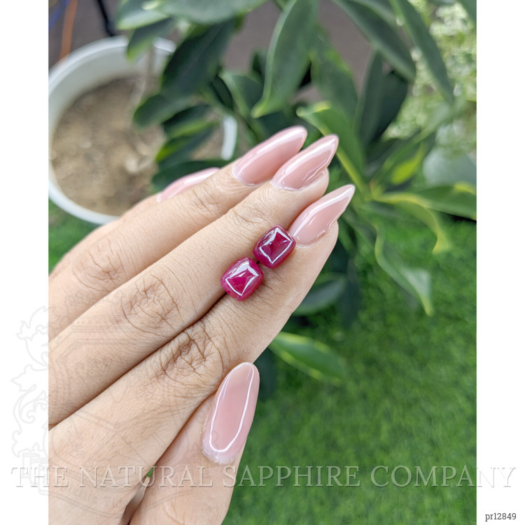 6.60 Ct.Tw. Cabochon Ruby Pair from Mozambique