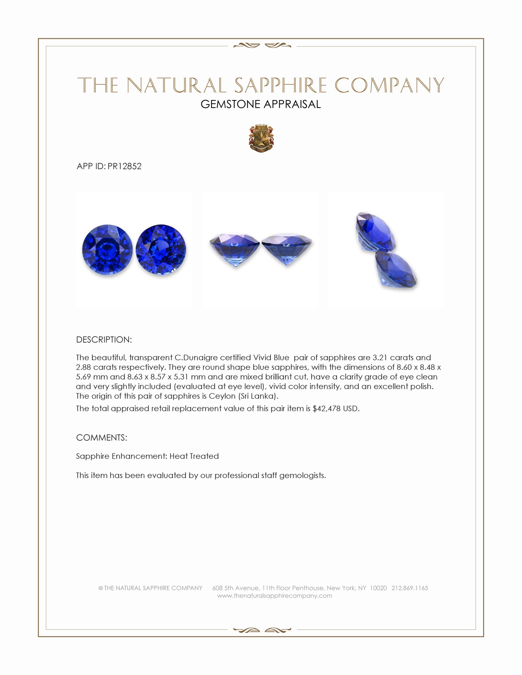 6.09 Ct.Tw. Blue Sapphire Pair from Ceylon (Sri Lanka)