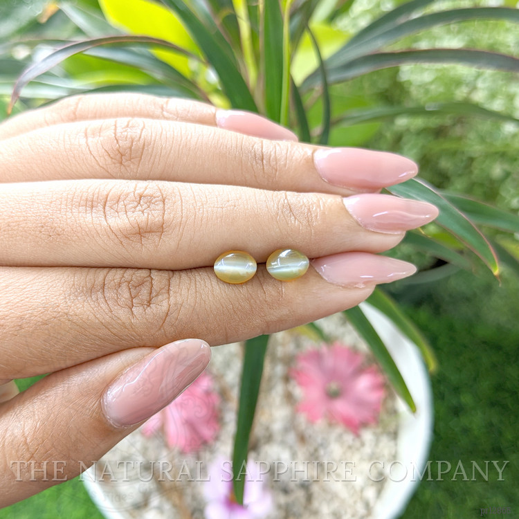 3.47 Ct.Tw. Cabochon Chrysoberyl Pair from Ceylon (Sri Lanka)