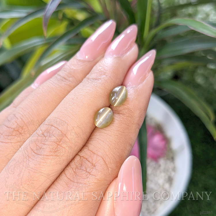 3.47 Ct.Tw. Cabochon Chrysoberyl Pair from Ceylon (Sri Lanka)