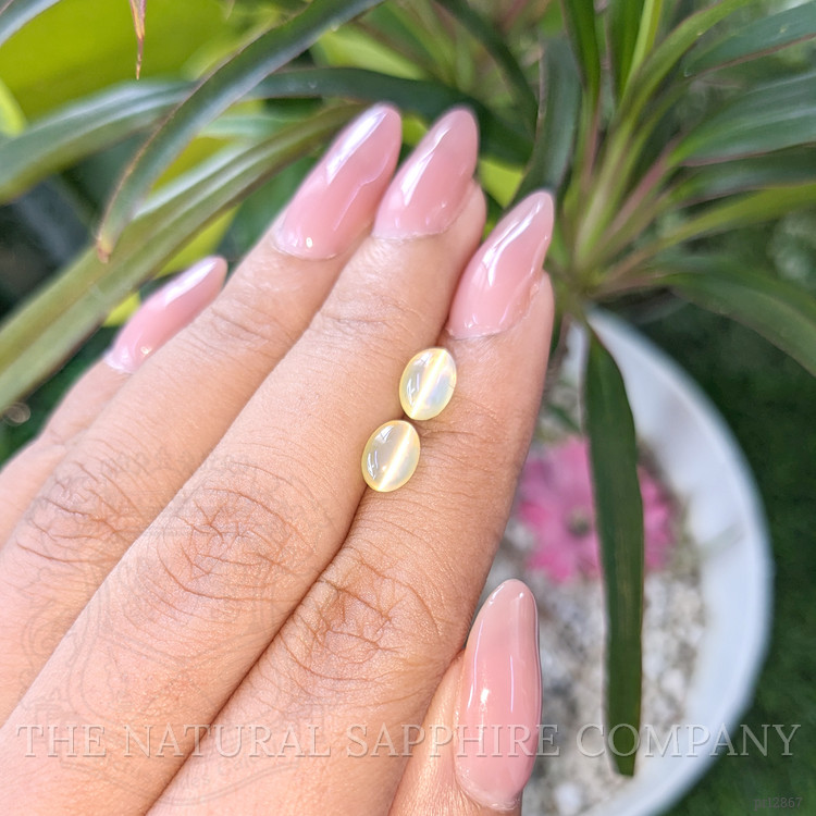 3.48 Ct.Tw. Cabochon Chrysoberyl Pair from Ceylon (Sri Lanka)