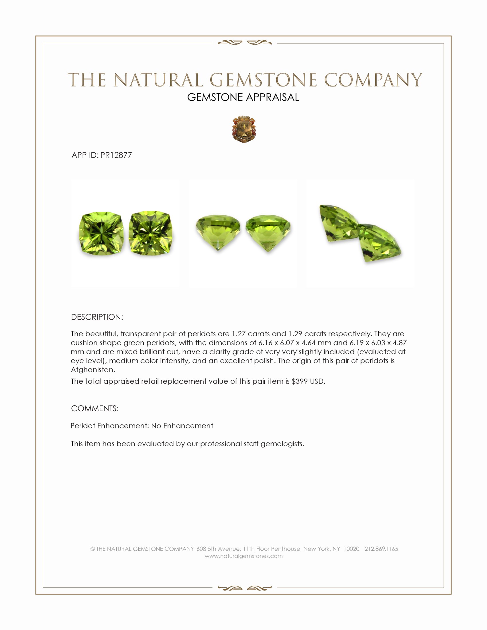 2.56 Ct.Tw. Peridot Pair from Afghanistan